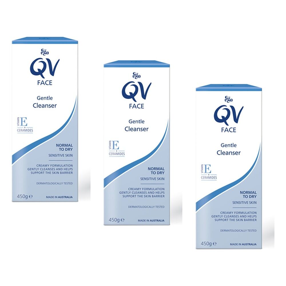 Ego QV Face Gentle Cleanser 450g Pack of 3