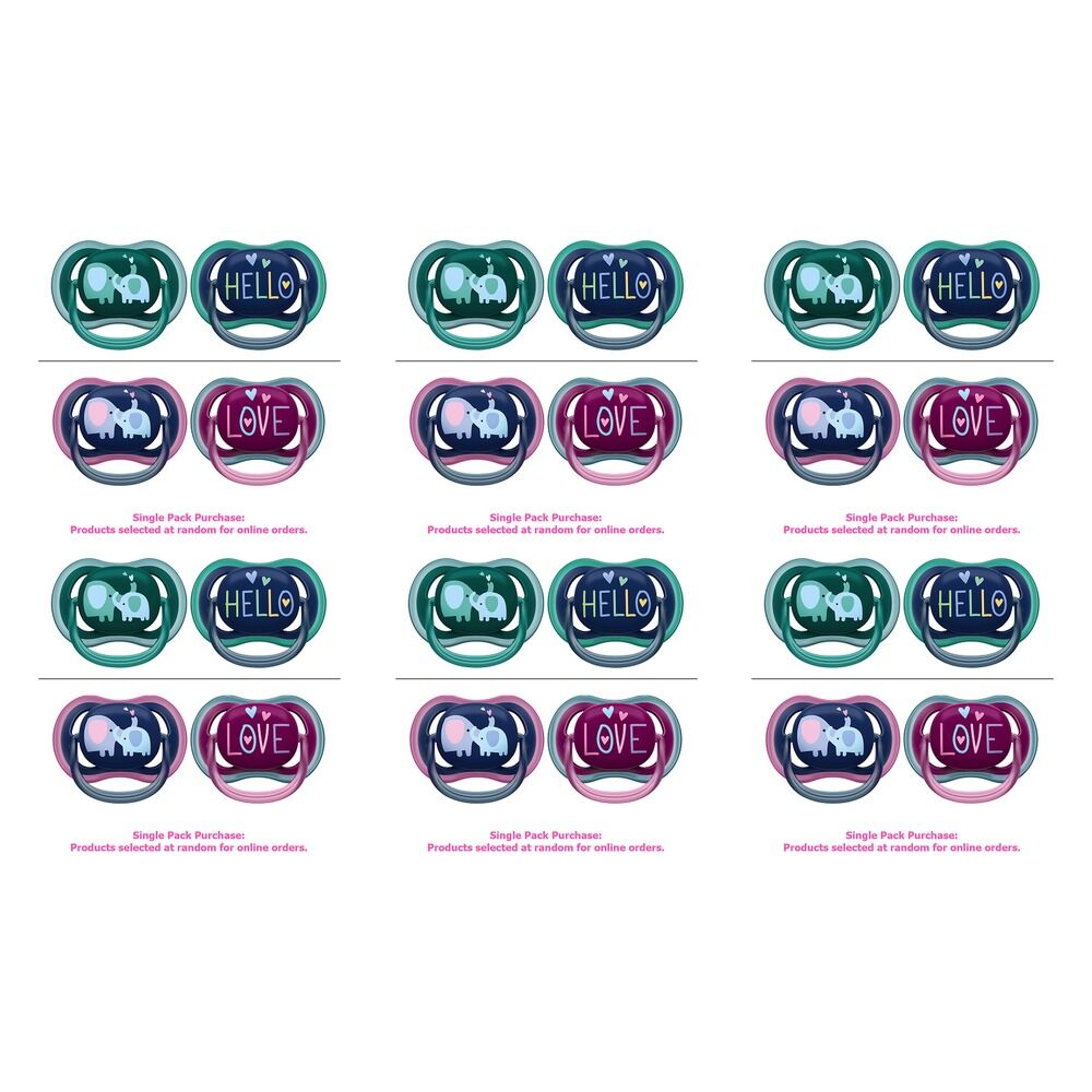 Philips Avent Ultra Air Soother Deco Mixed 18+ Months 2 Pack Bundle of 6