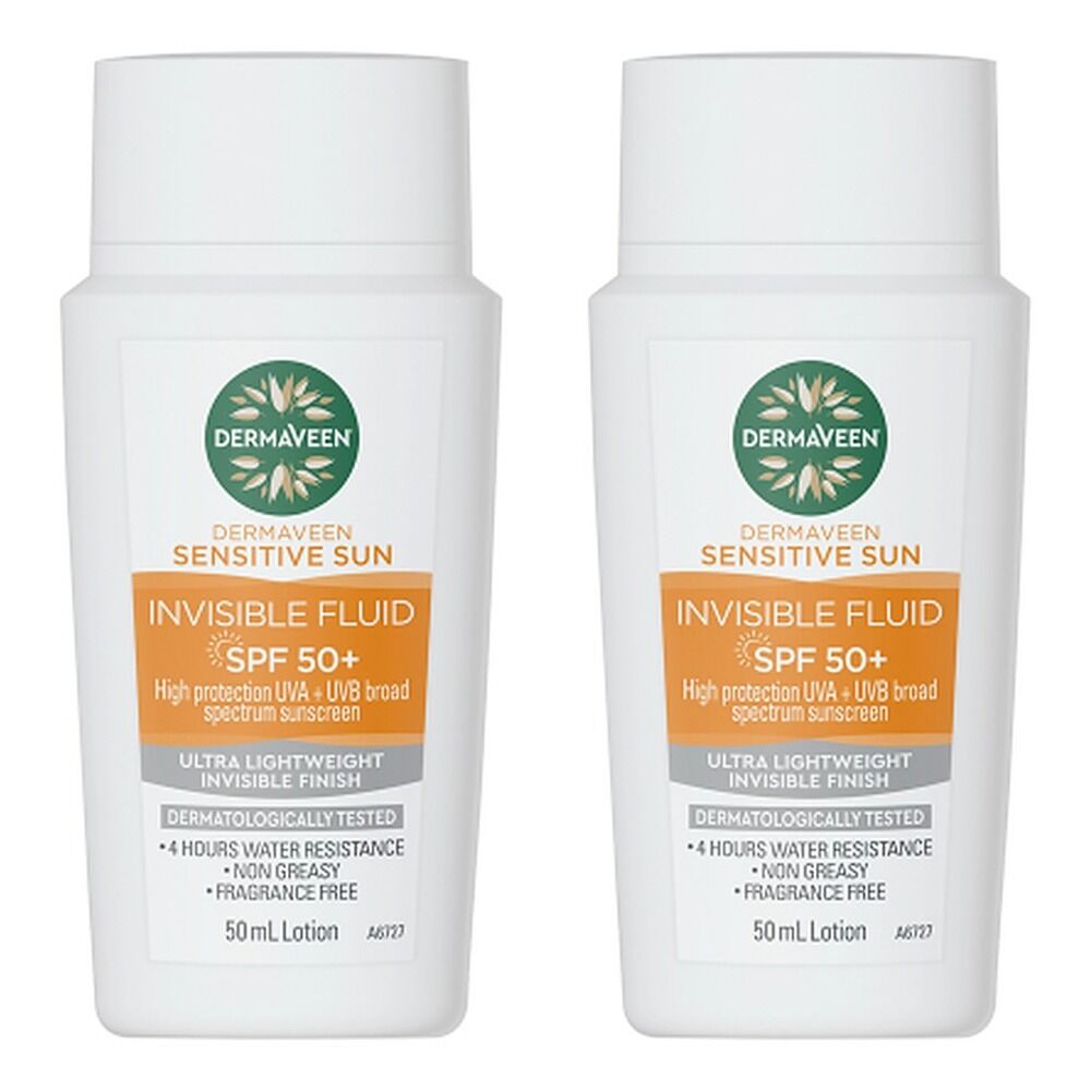 DermaVeen Sensitive Sun Invisible Fluid SPF 50+ 50mL Pack of 2