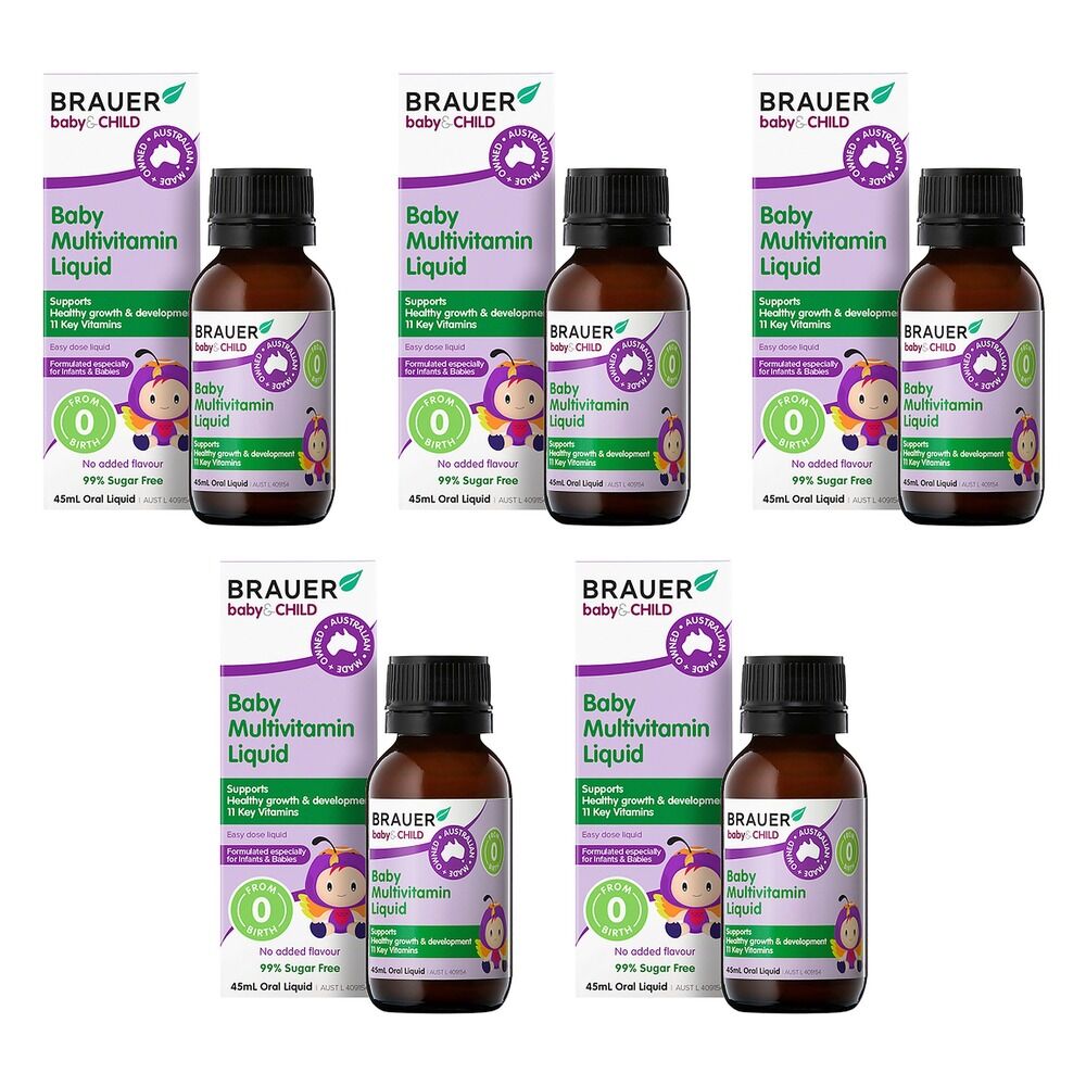 Brauer Baby & Child Multivitamin Liquid 45mL Pack of 5