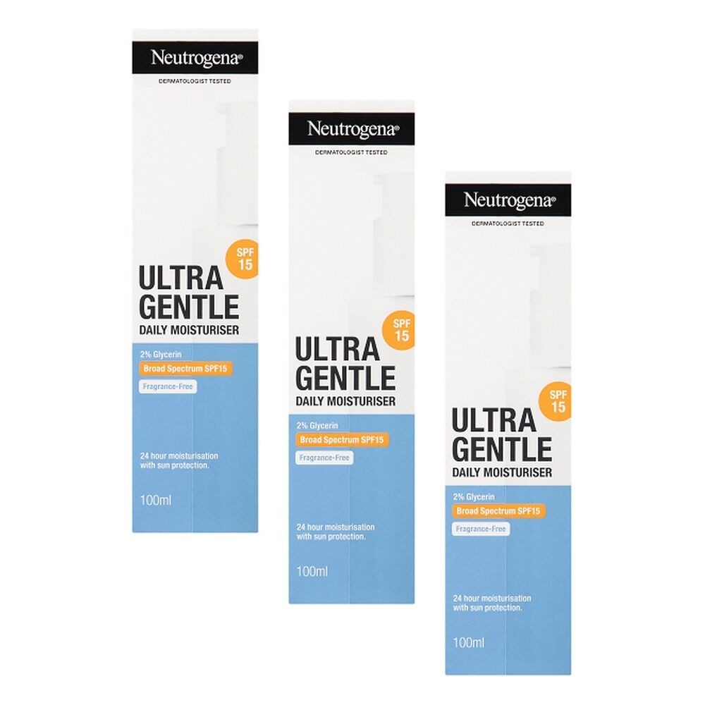 Neutrogena Ultra Gentle Daily Moisturiser SPF15 100mL x 3 Bundle of 3