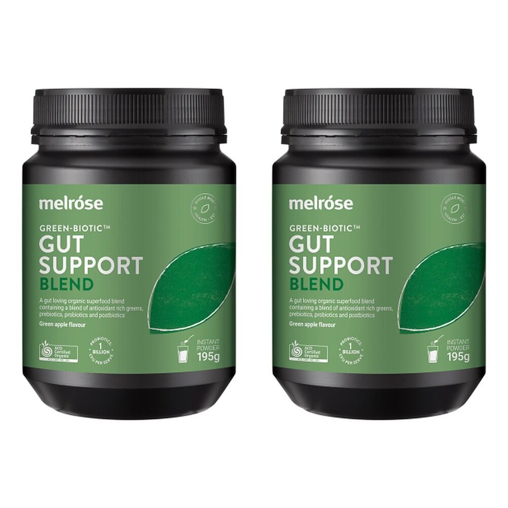 Melrose Health Green Biotic Gut Support Blend Green Apple 195g Pack of 2