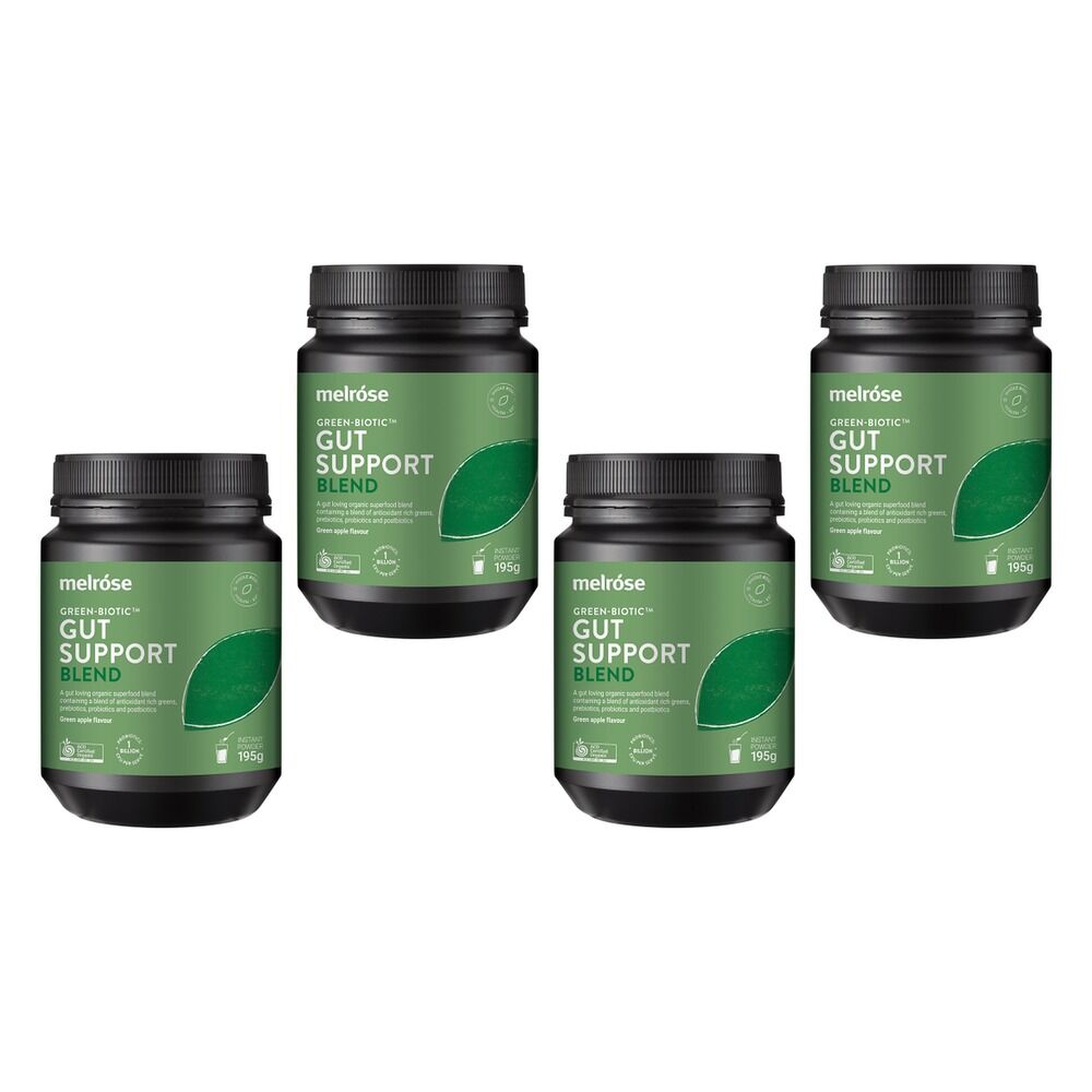 Melrose Health Green Biotic Gut Support Blend Green Apple 195g Pack of 4