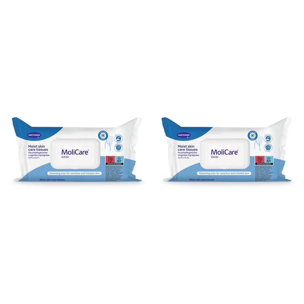 MoliCare Moist Skin Care Tissues 50 Pack Bundle of 2