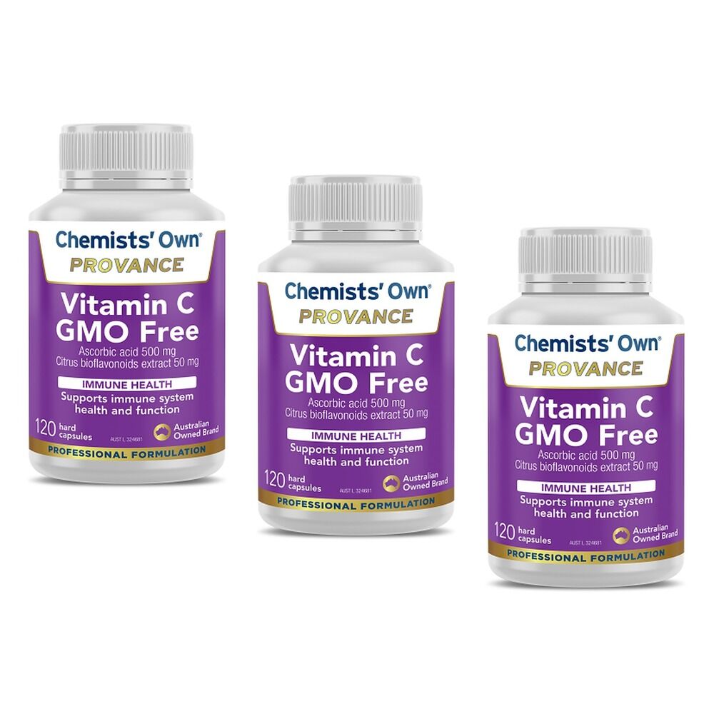 Chemists' Own Provance Vitamin C GMO Free 120 Capsules x 3 Bundle of 3