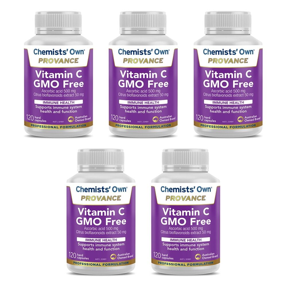 Chemists' Own Provance Vitamin C GMO Free 120 Capsules x 3 Bundle of 5