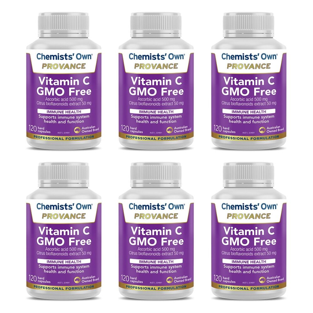 Chemists' Own Provance Vitamin C GMO Free 120 Capsules x 3 Bundle of 6