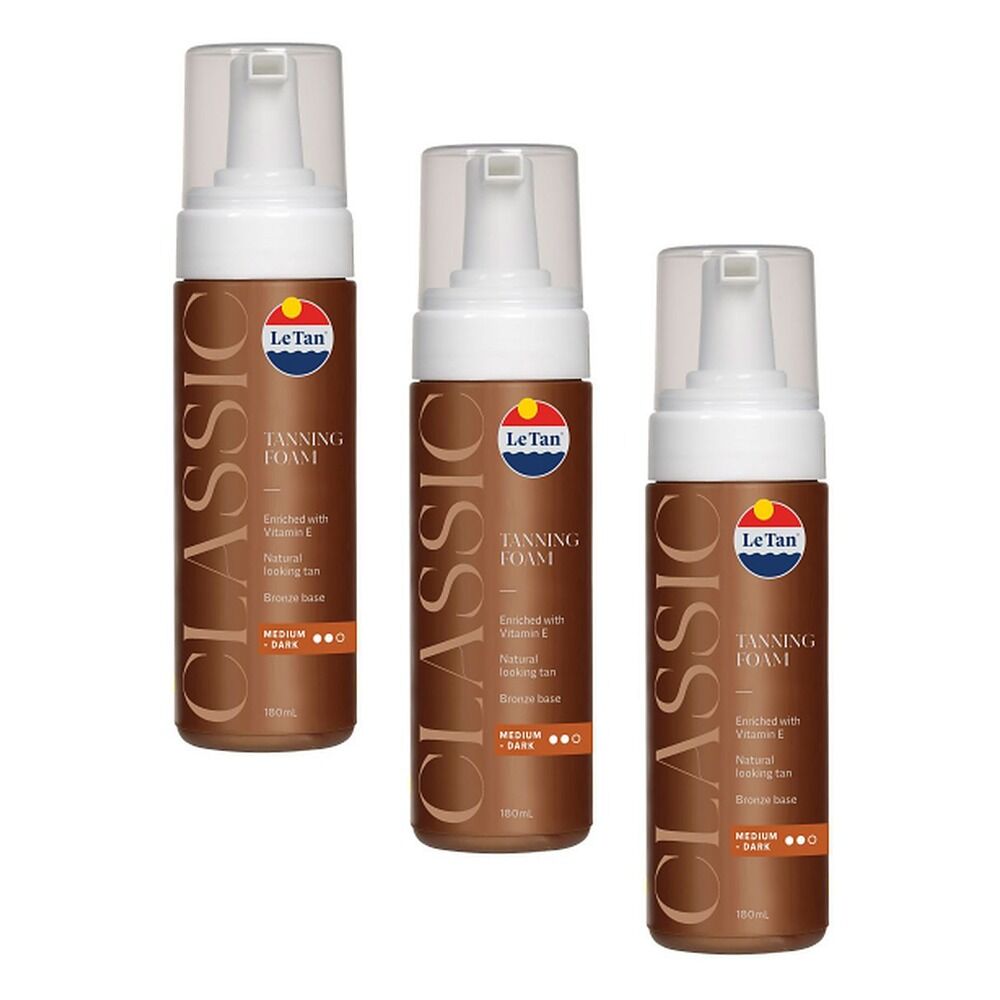 Le Tan Classic Tan Self Tanning Foam Medium Dark 180mL Pack of 3