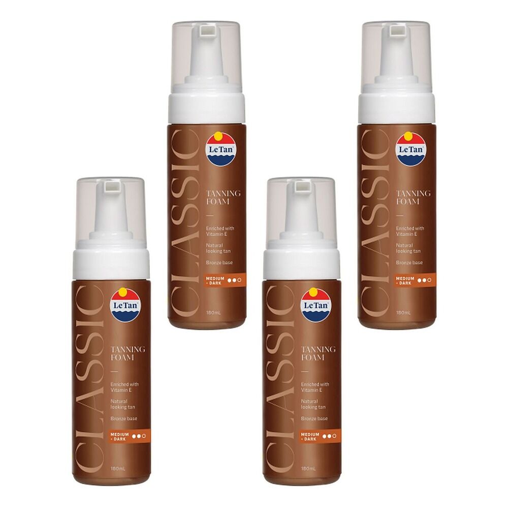 Le Tan Classic Tan Self Tanning Foam Medium Dark 180mL Pack of 4
