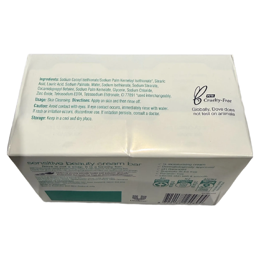 Dove Sensitive Beauty Cream Bar 6 x 4 Pack 90g Fragrance Free Soap