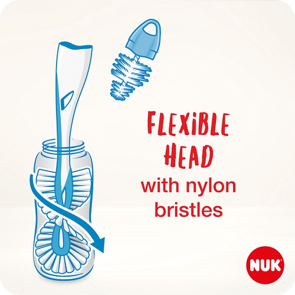 Nuk 2-in-1 Flexible Bottle and Teat Brush Mint