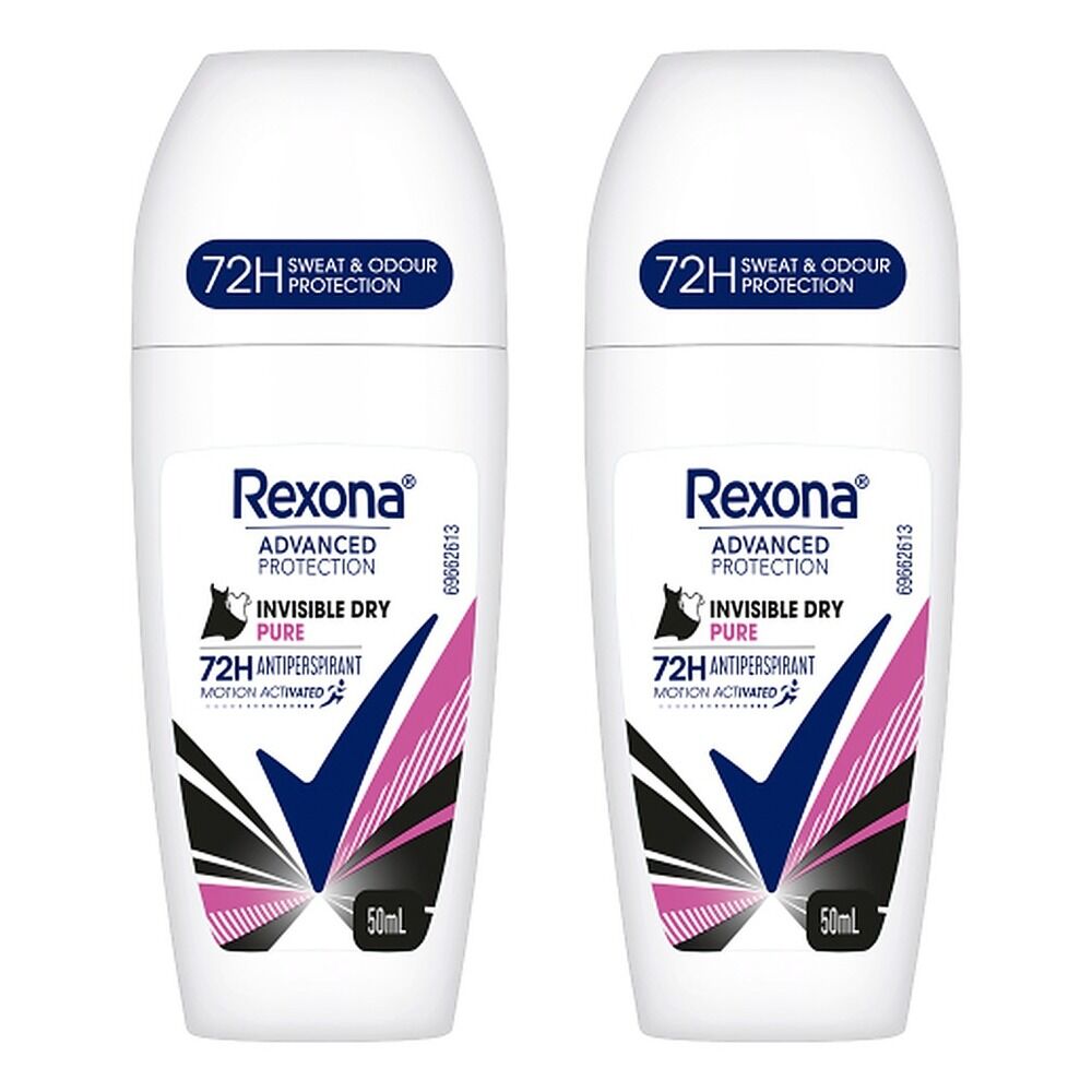 Rexona Advanced Protection 72H Antiperspirant Invisible Pure Dry 50mL Pack of 2