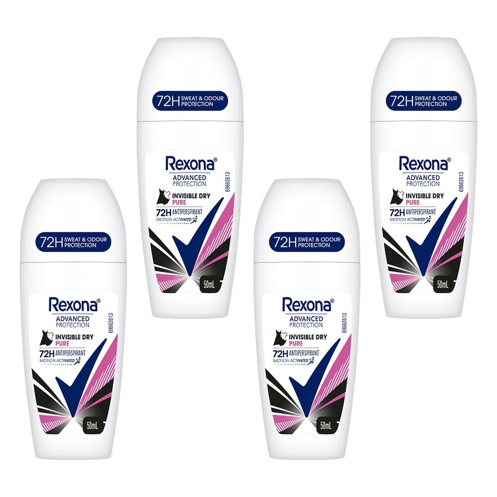 Rexona Advanced Protection 72H Antiperspirant Invisible Pure Dry 50mL Pack of 4