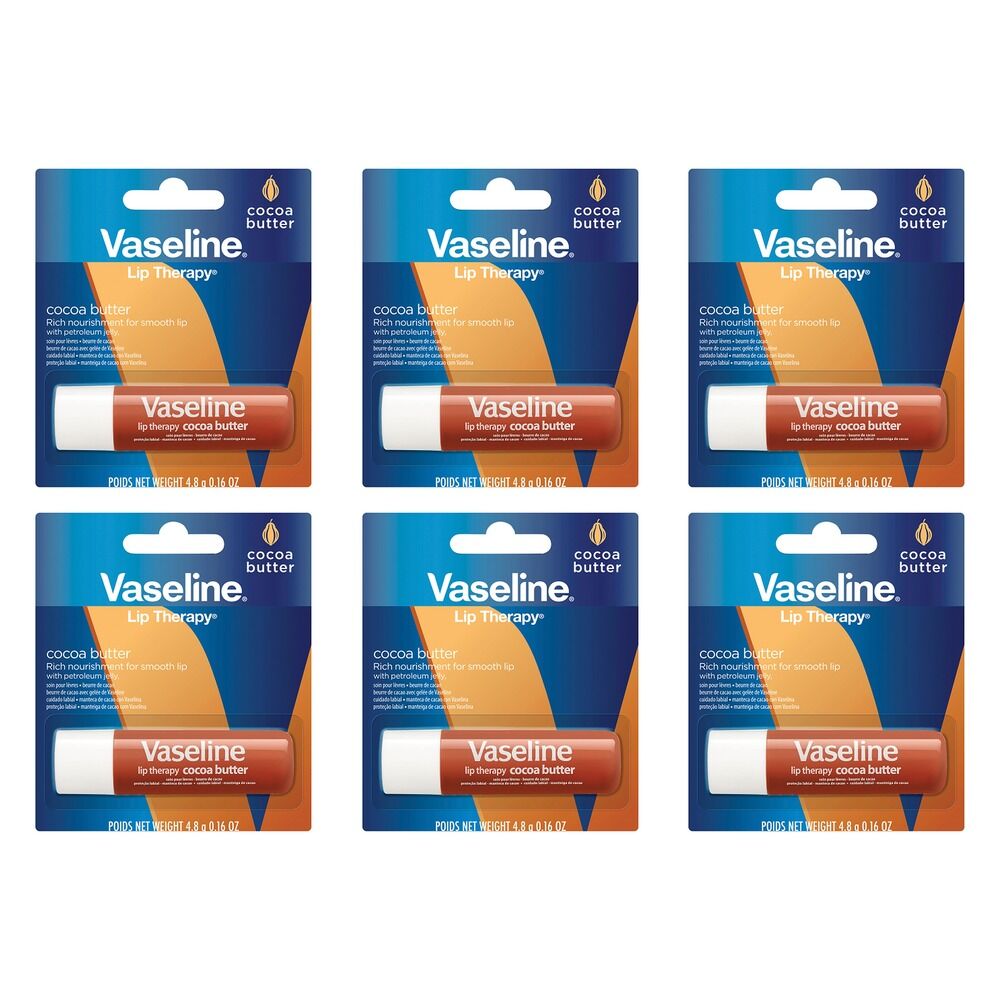 Vaseline Lip Therapy Cocoa Butter Lip Balm 4.8g Pack of 6