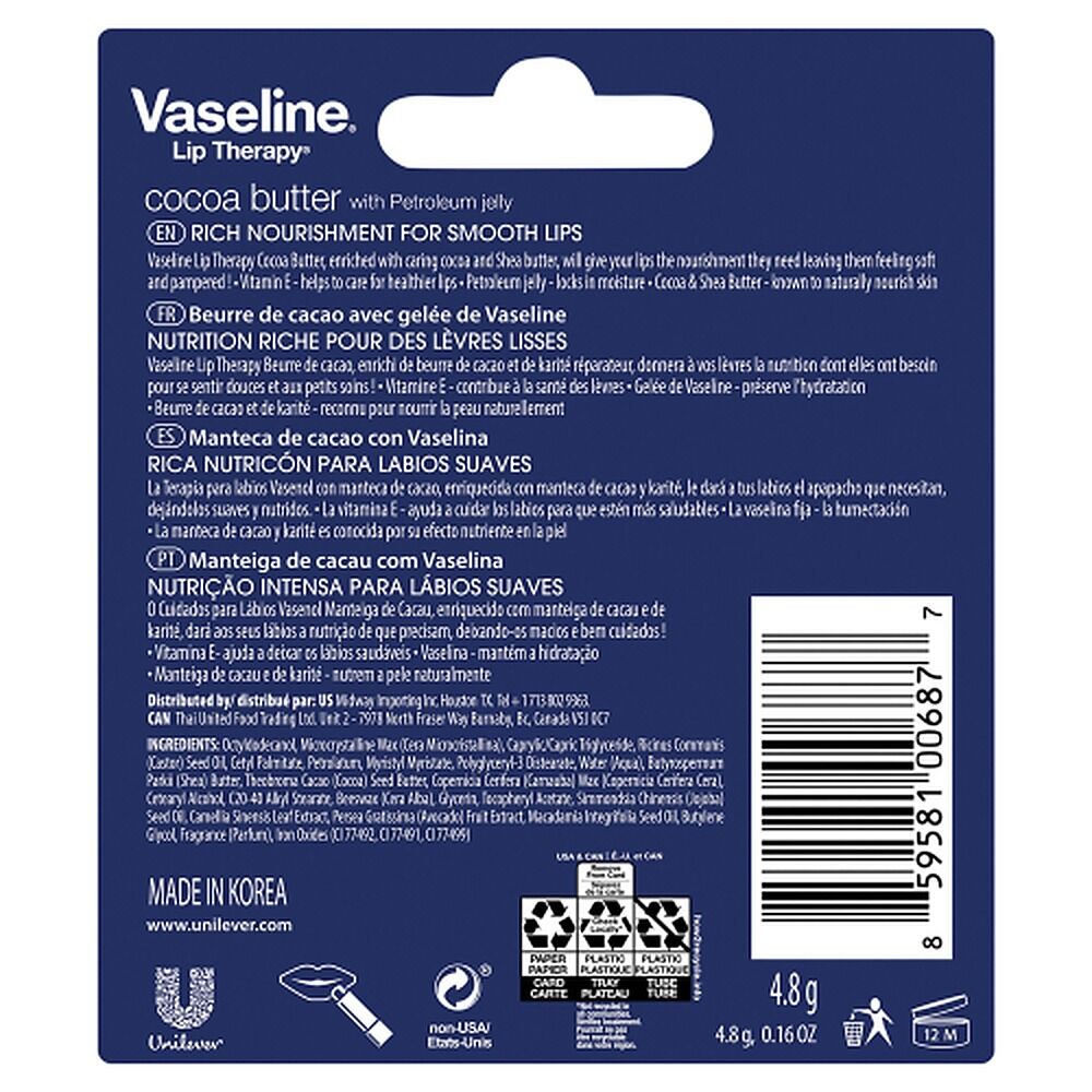Vaseline Lip Therapy Cocoa Butter Lip Balm 4.8g