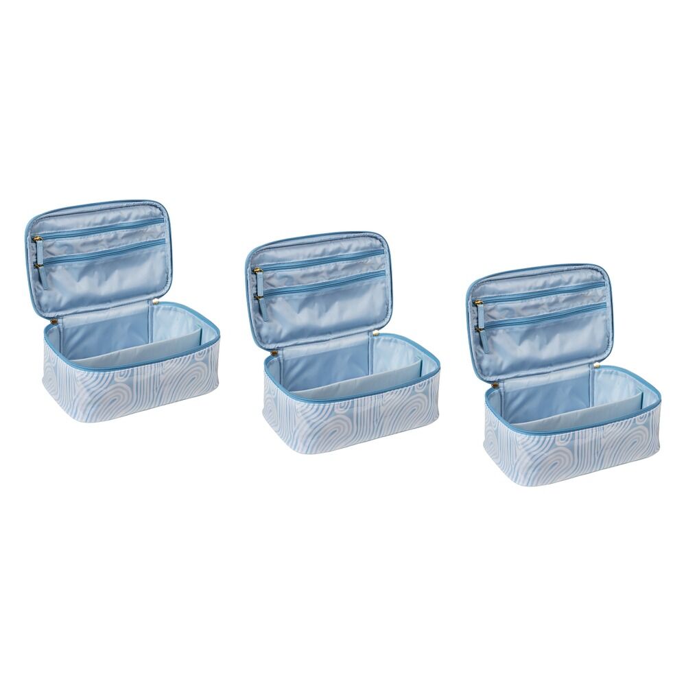 Femme Beaute Train Case Blue Abstract Pack of 3