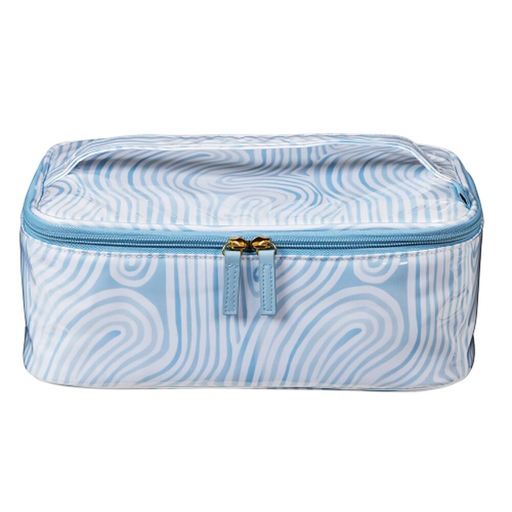 Femme Beaute Train Case Blue Abstract