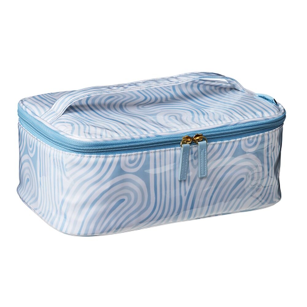Femme Beaute Train Case Blue Abstract