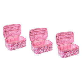 Femme Beaute Train Case Pink Floral Pack of 3