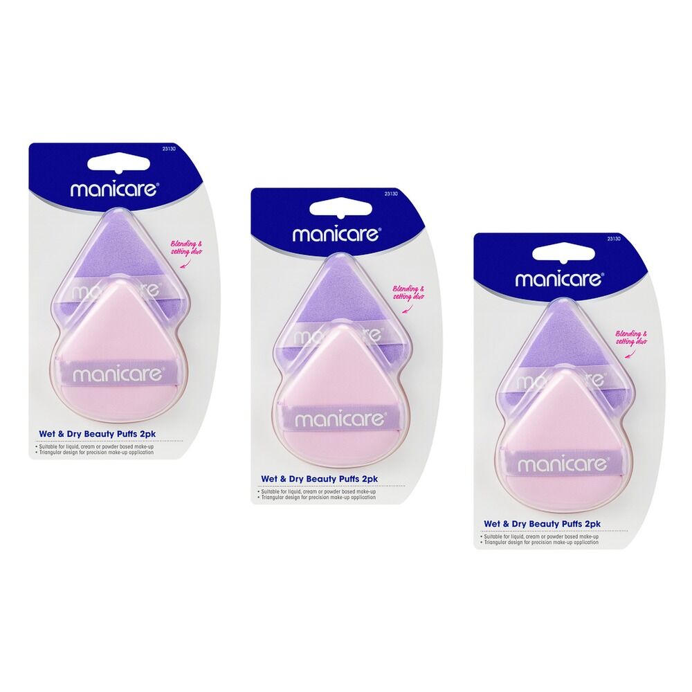 Manicare Wet & Dry Beauty Puffs 2 Pack Bundle of 3