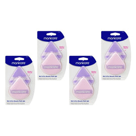 Manicare Wet & Dry Beauty Puffs 2 Pack Bundle of 4