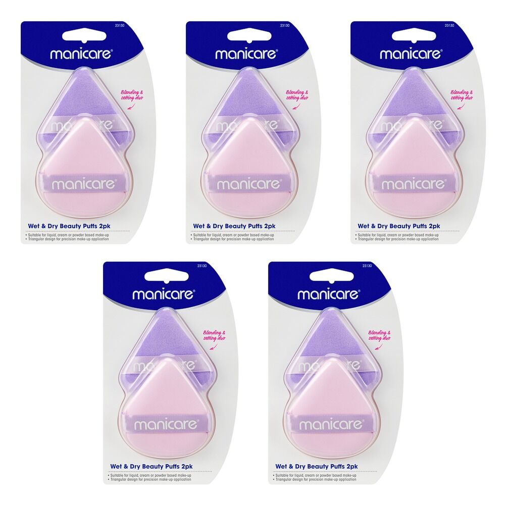 Manicare Wet & Dry Beauty Puffs 2 Pack Bundle of 5