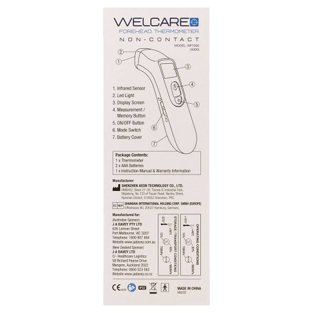 Welcare 2in1 Forehead and Object Detection Thermometer WFT200