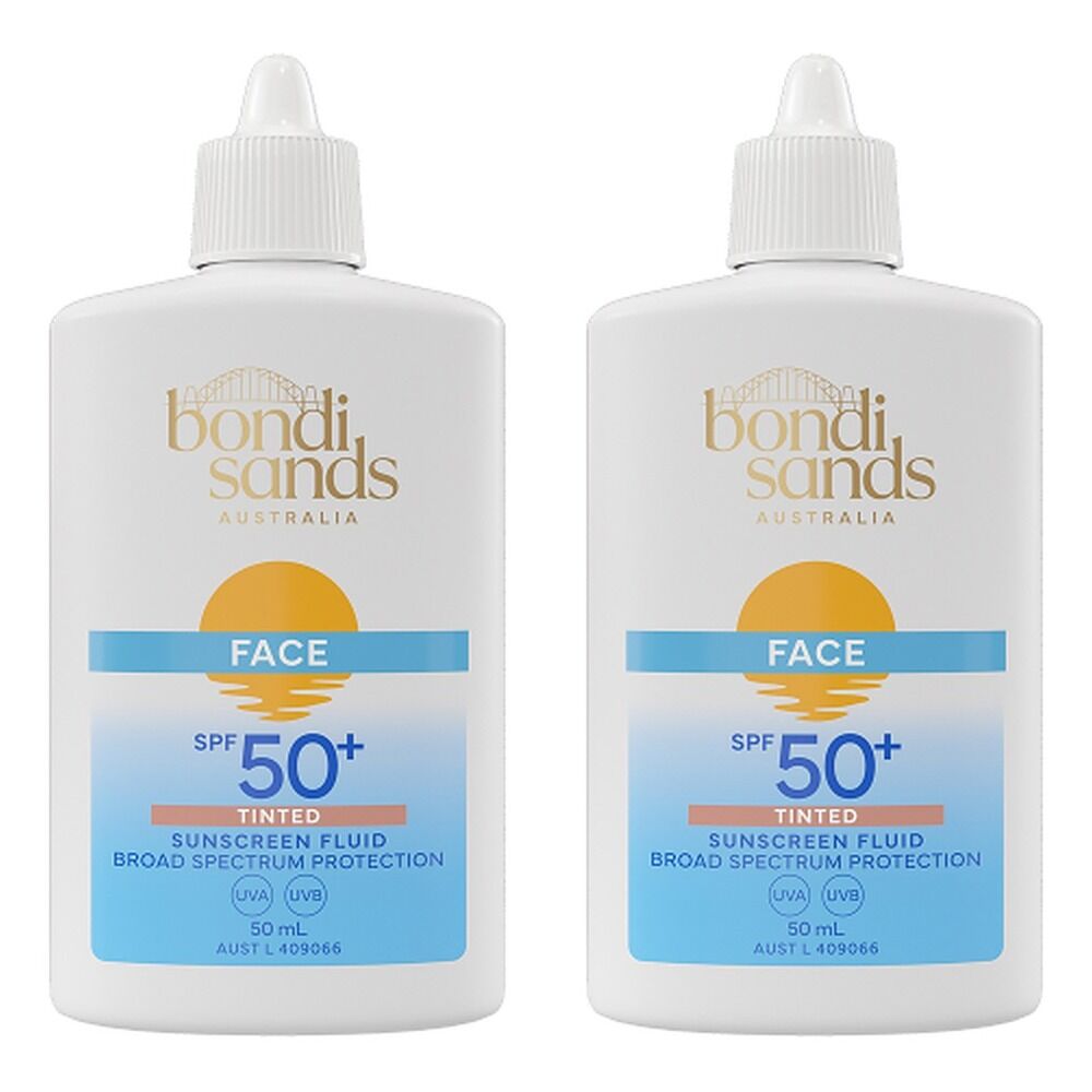 Bondi Sands Face Tinted Sunscreen Fluid SPF50+ 50mL Pack of 2