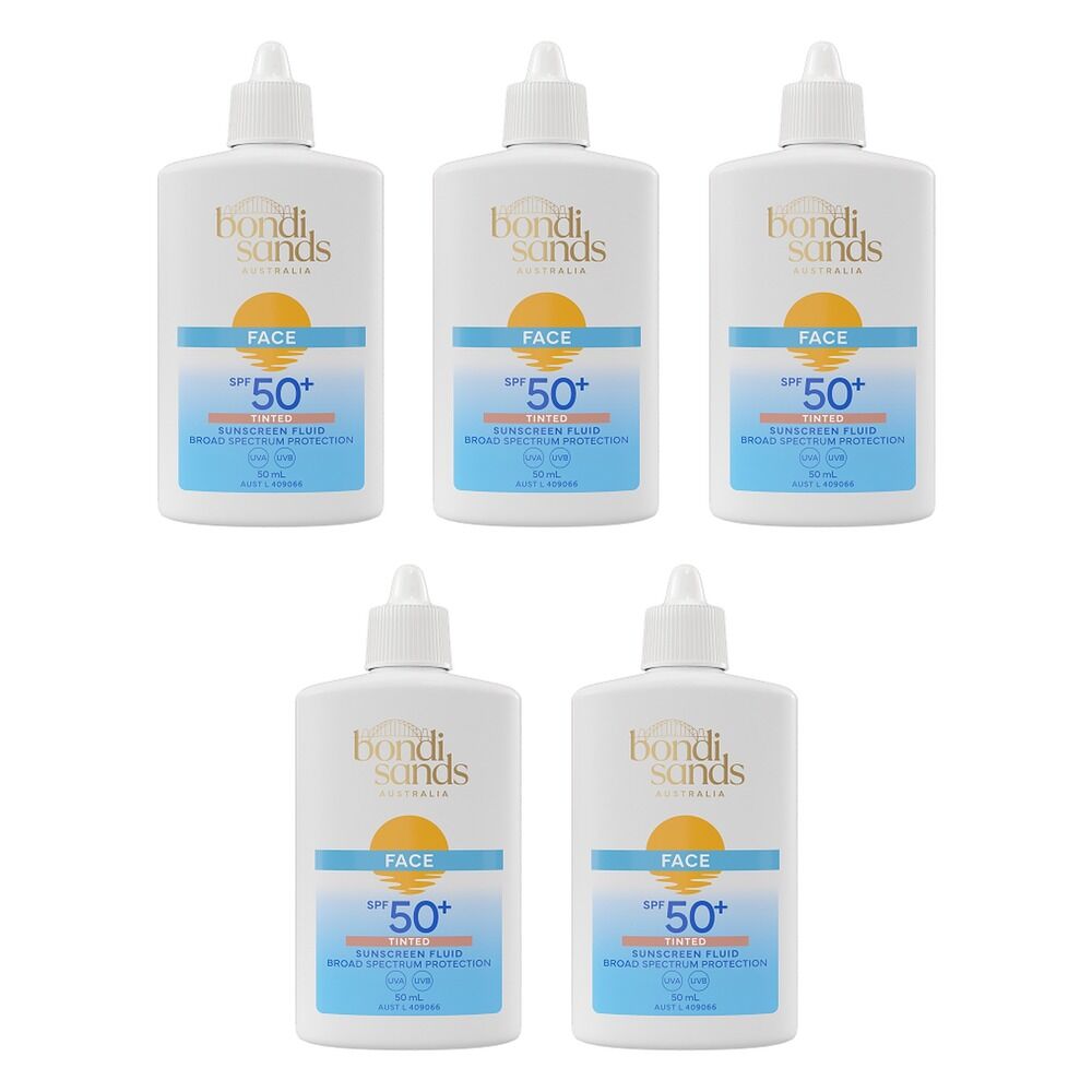 Bondi Sands Face Tinted Sunscreen Fluid SPF50+ 50mL Pack of 5