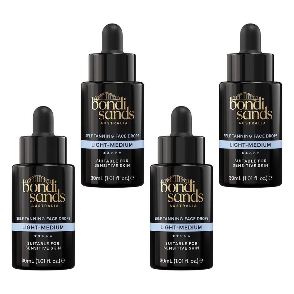 Bondi Sands Self Tan Face & Body Drops Light/Medium 30mL Pack of 4