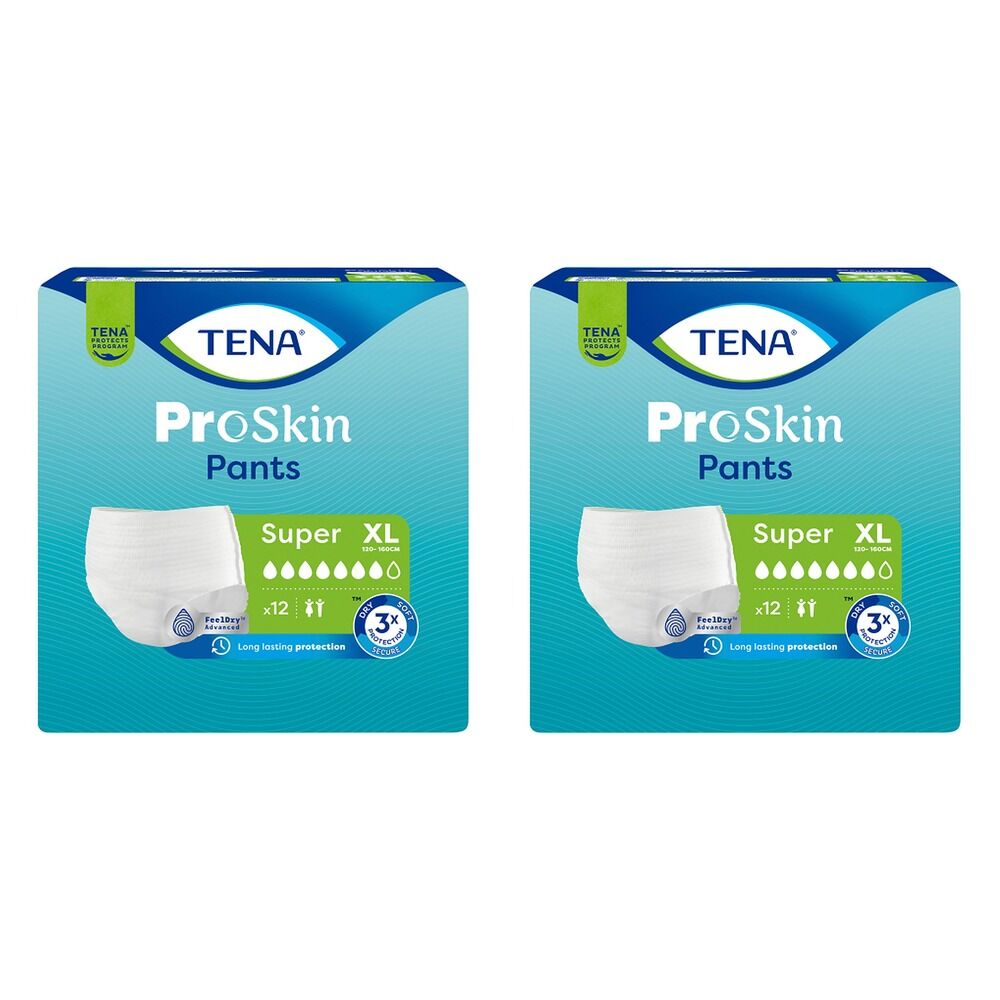 Tena ProSkin Pants Super Extra Large 12 Pack x 4 Bundle of 2