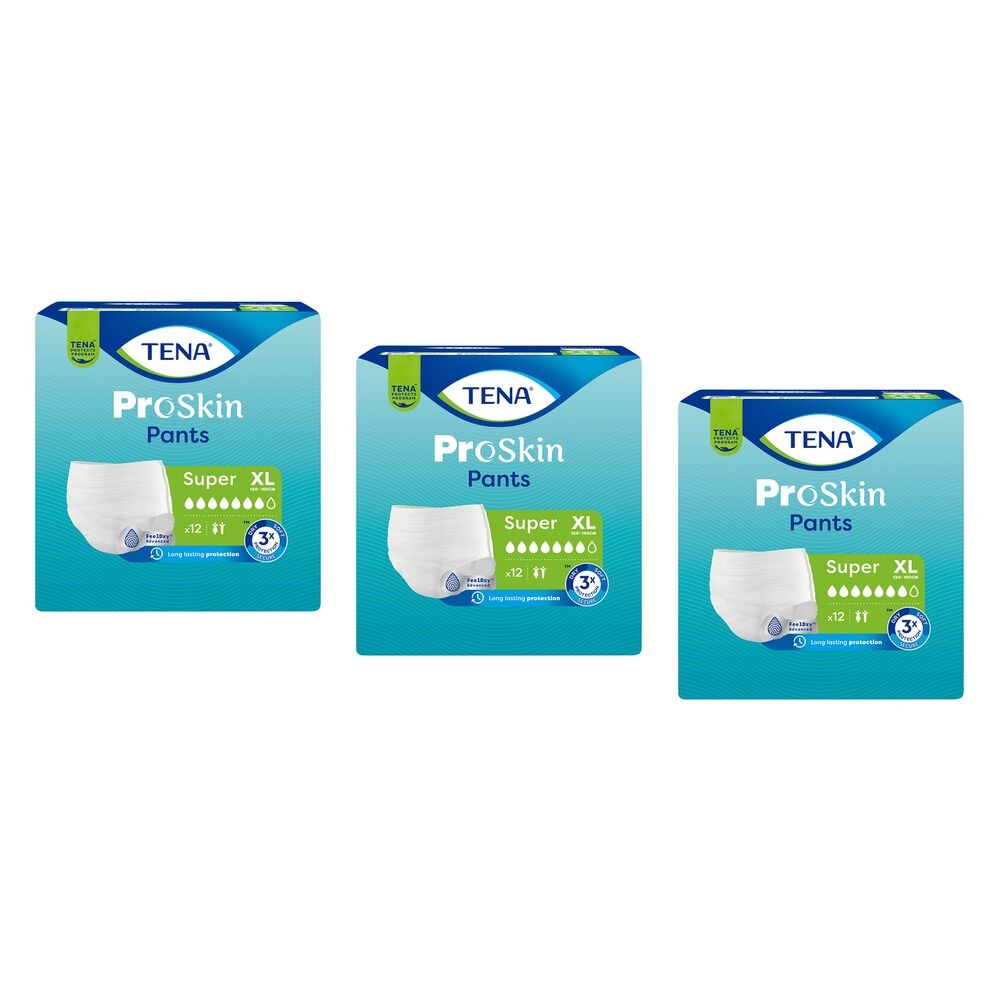 Tena ProSkin Pants Super Extra Large 12 Pack x 4 Bundle of 3