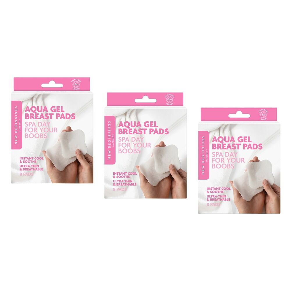 New Beginnings Aqua Gel Breast Pads 8 Pack Bundle of 3