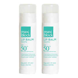 Maxiblock Sun Moisturising Lip Balm SPF 50+ Vanilla 12g Pack of 2