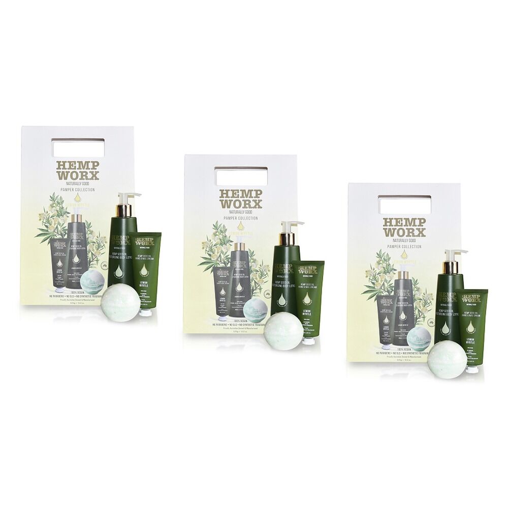 Hemp Worx Pamper Collection Gift Set Lemon Myrtle Pack of 3