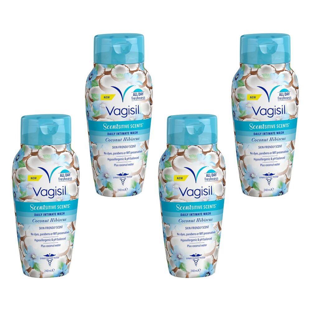 Vagisil Scentsitive Scents Coconut Hibiscus Intimate Wash 240mL Pack of 4