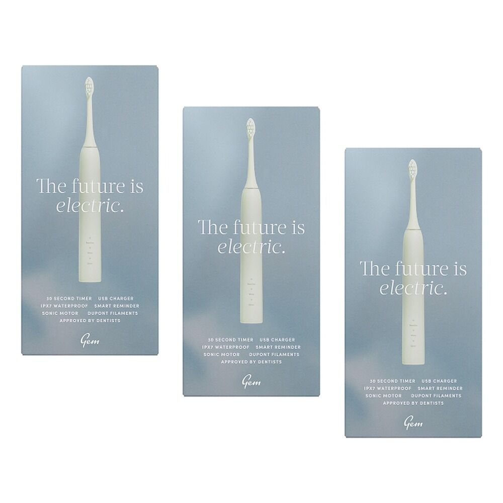 GEM Electric Toothbrush Mint Pack of 3