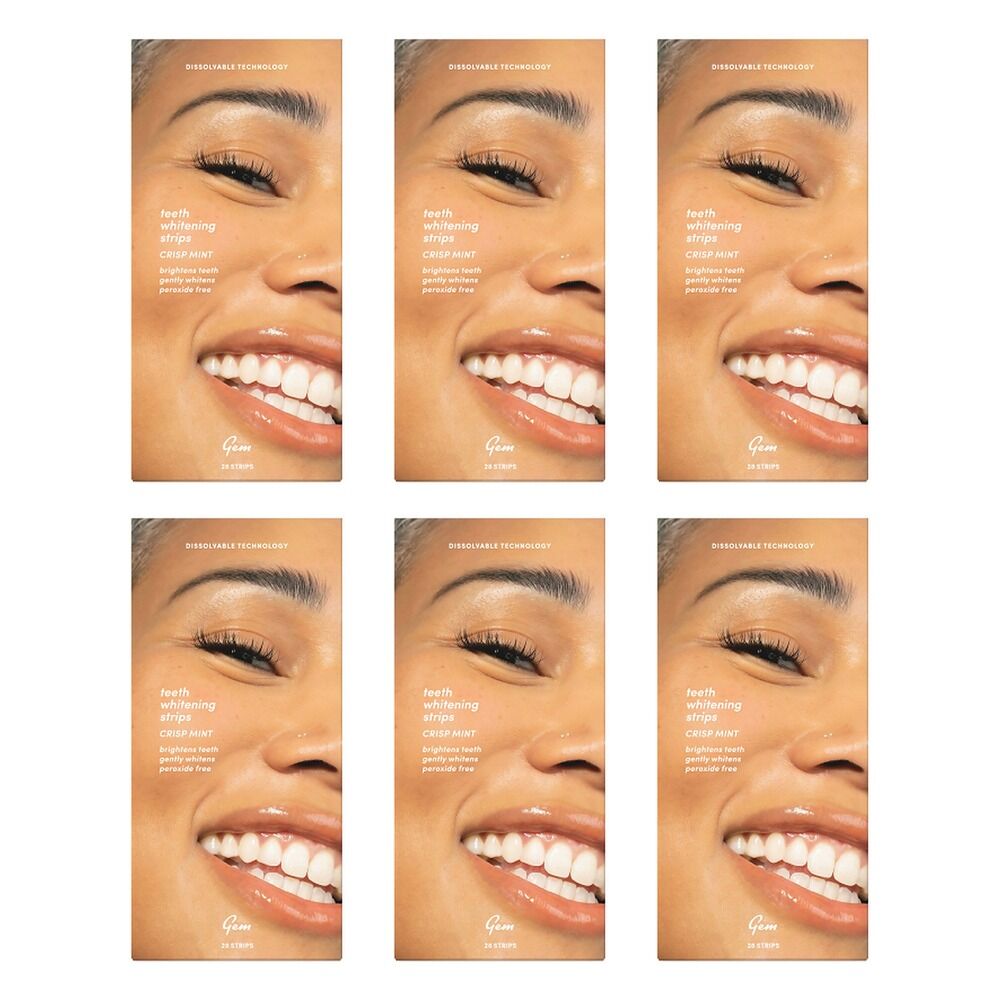 GEM Teeth Whitening Strips Crisp Mint 28 Strips Pack of 6