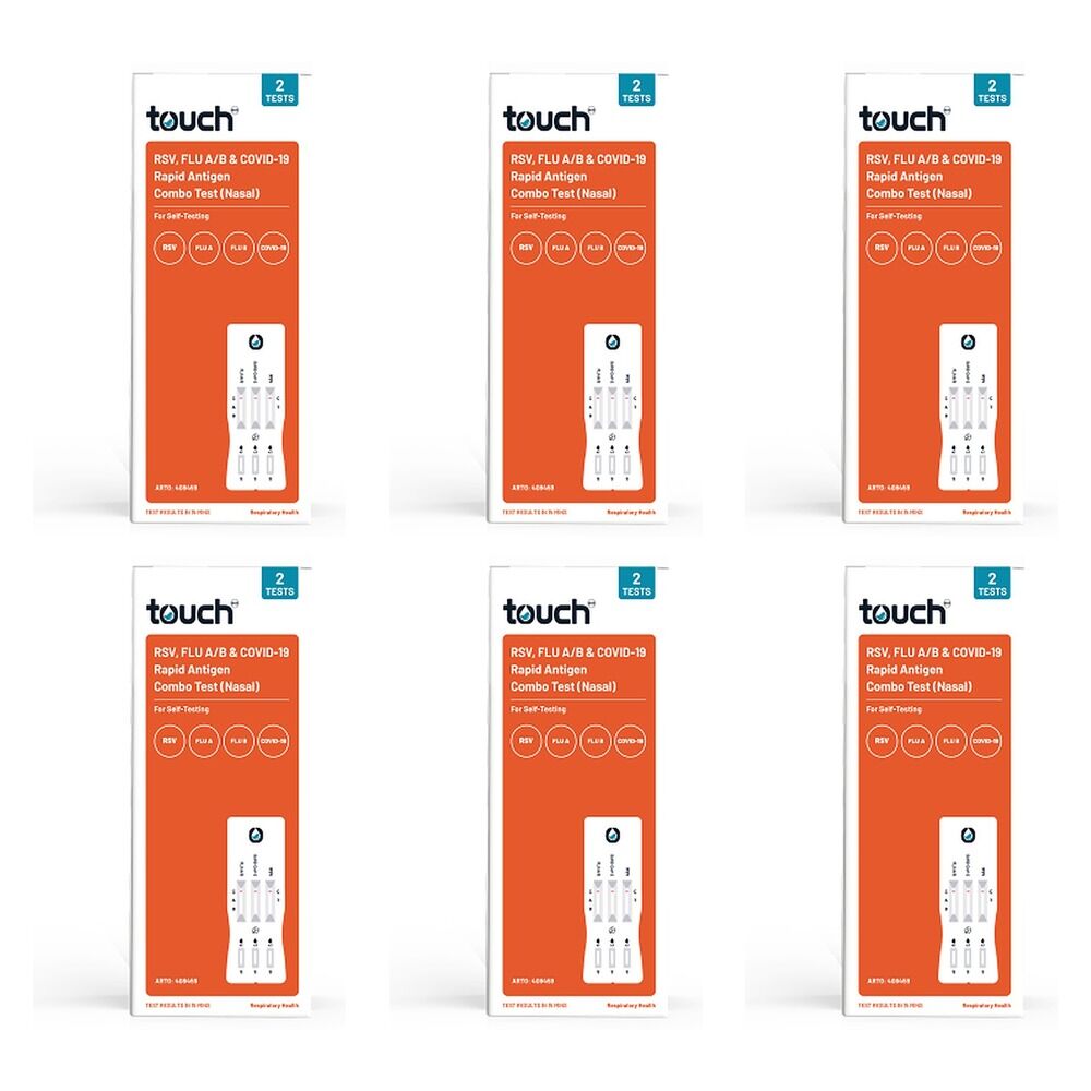 TouchBio RSV, Flu A/B & COVID-19 Combo Rapid Antigen Test 2 Pack Bundle of 6