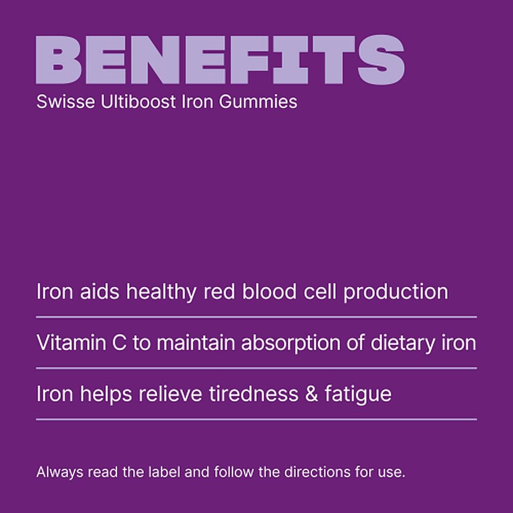 Swisse Ultiboost Iron Gummies with Vitamin C Blackcurrant 50 Pastilles