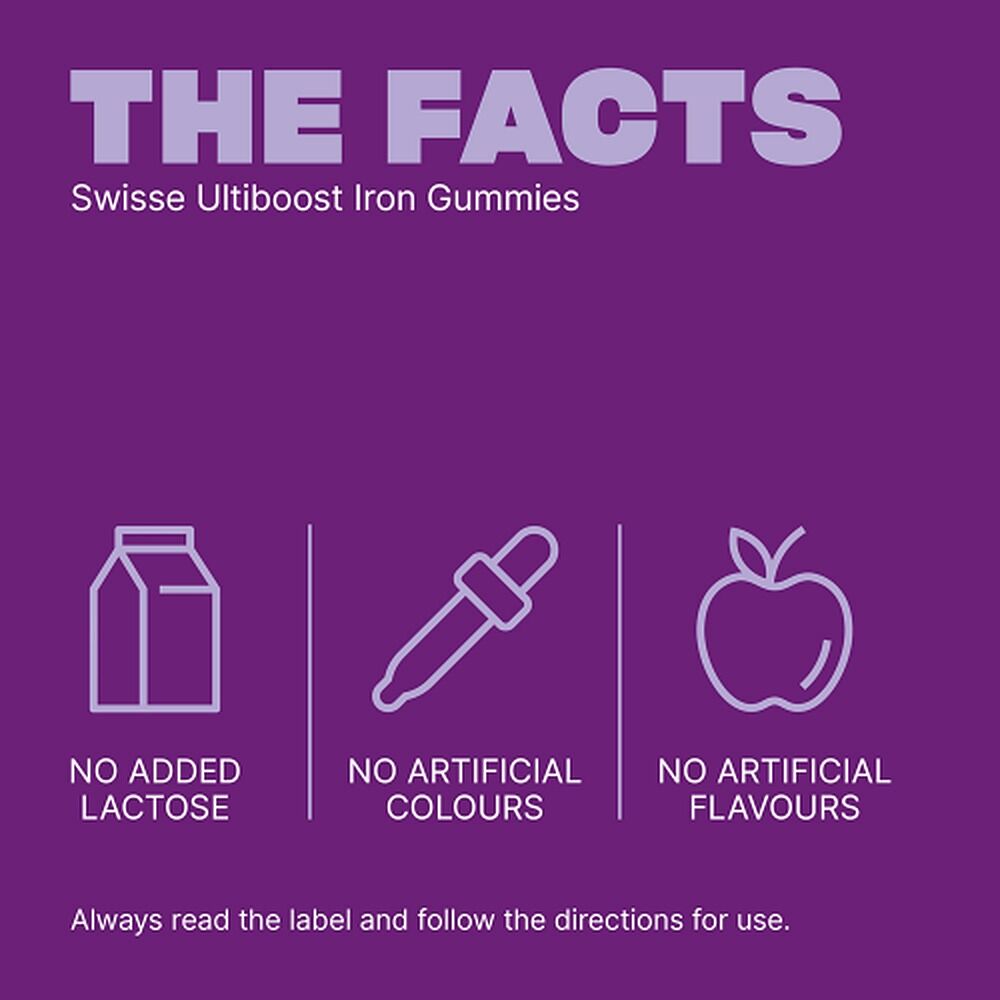 Swisse Ultiboost Iron Gummies with Vitamin C Blackcurrant 50 Pastilles