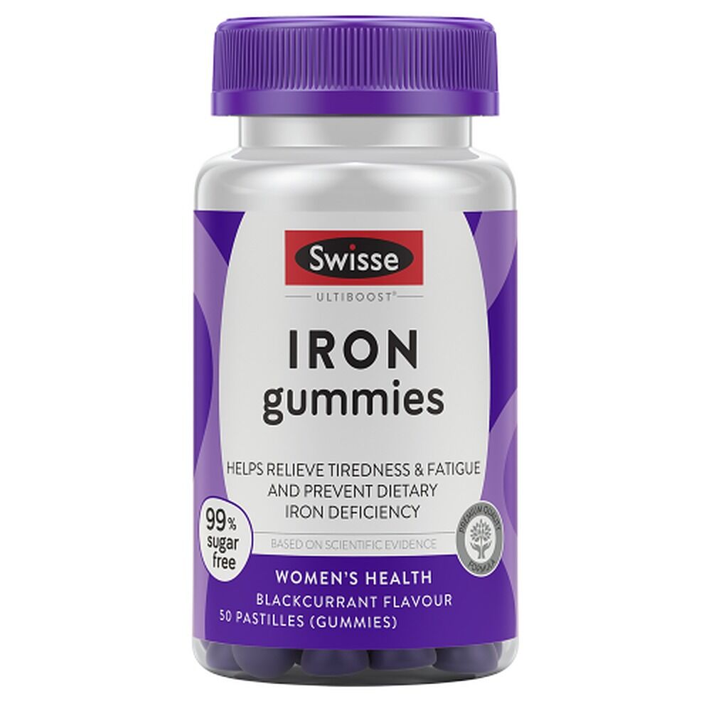 Swisse Ultiboost Iron Gummies with Vitamin C Blackcurrant 50 Pastilles