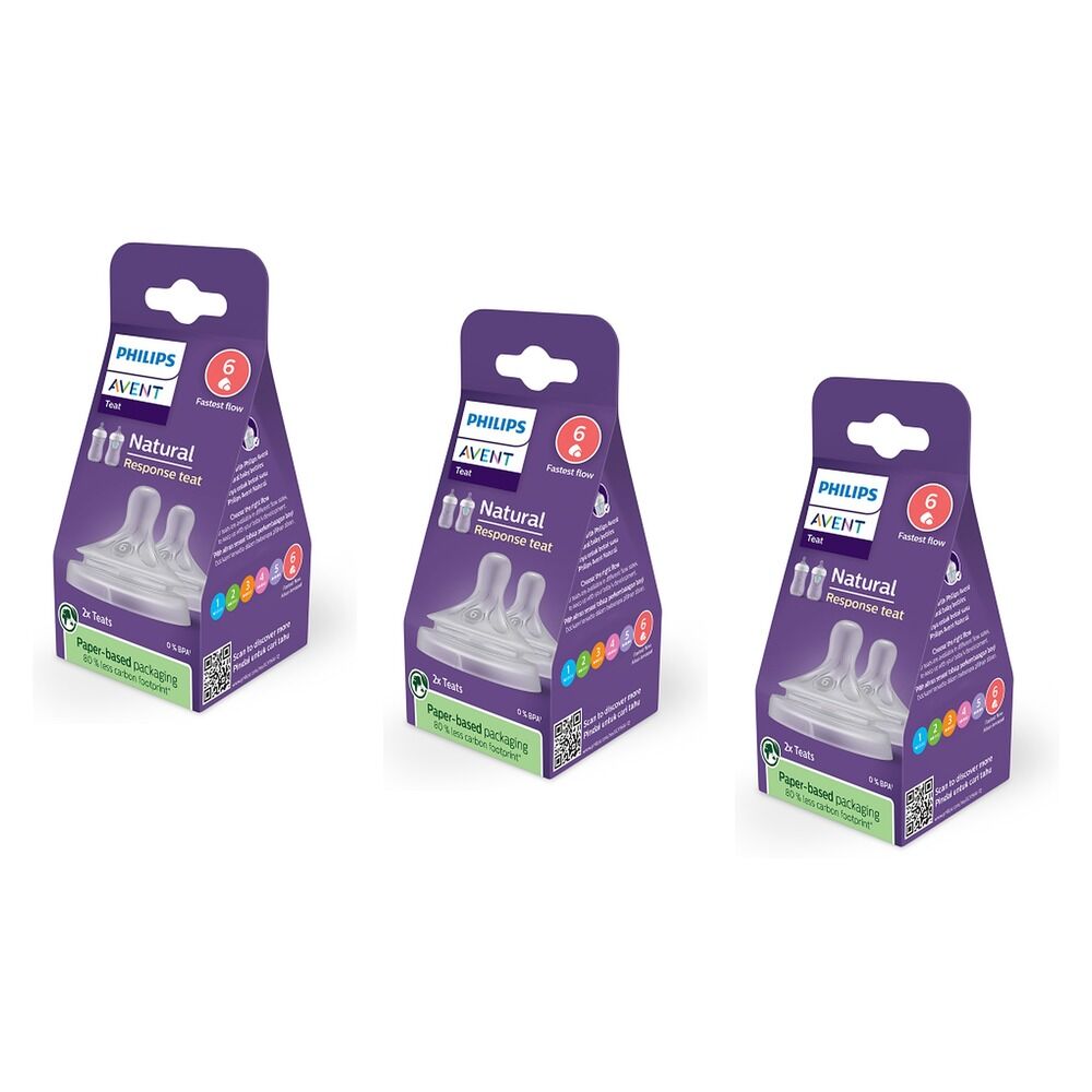 Philips Avent Natural Response Teats 9 Month+ Flow 6 2 Pack Bundle of 3