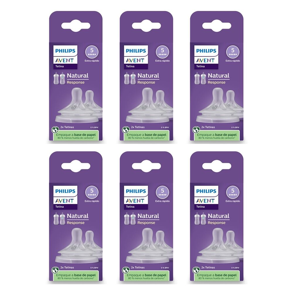 Philips Avent Natural Response Teats 6 Month+ Flow 5 2 Pack Bundle of 6