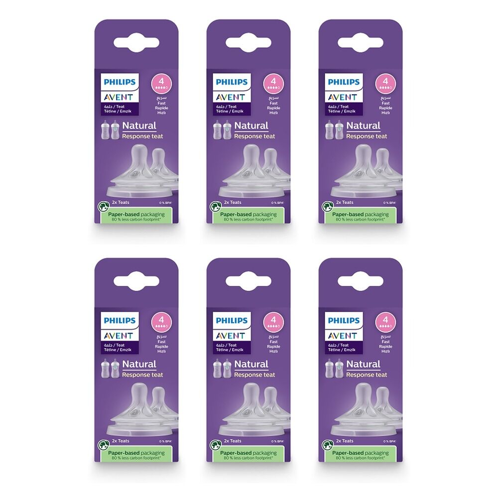 Philips Avent Natural Response Teats 3 Month+ Flow 4, 2 Pack Bundle of 6