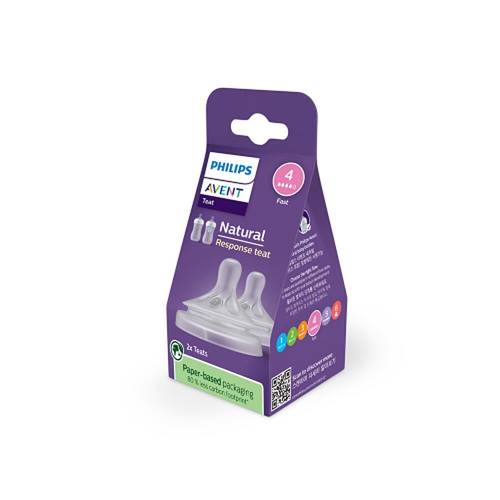 Philips Avent Natural Response Teats 3 Month+ Flow 4, 2 Pack