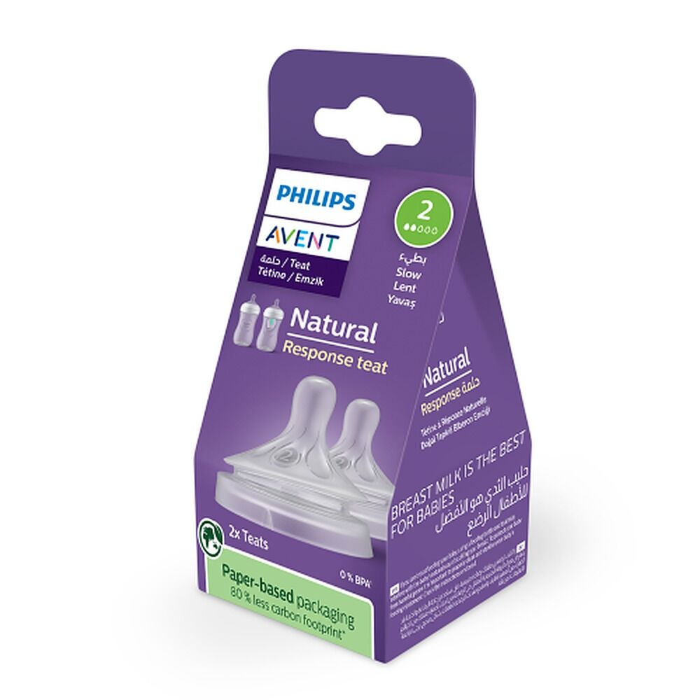 Philips Avent Natural Response Teats 0 Month+ Flow 2, 2 Pack