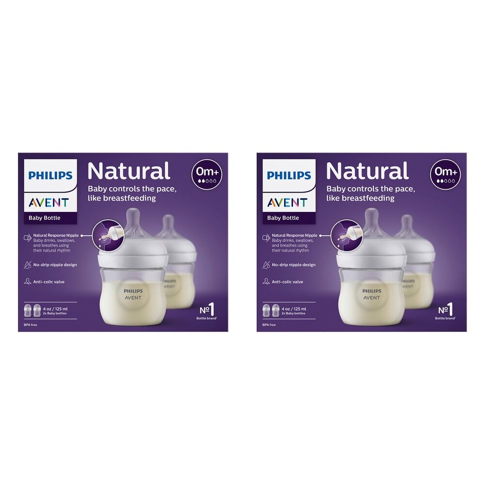 Philips Avent Natural Response 125mL Baby Bottle 2 Pack Bundle of 2