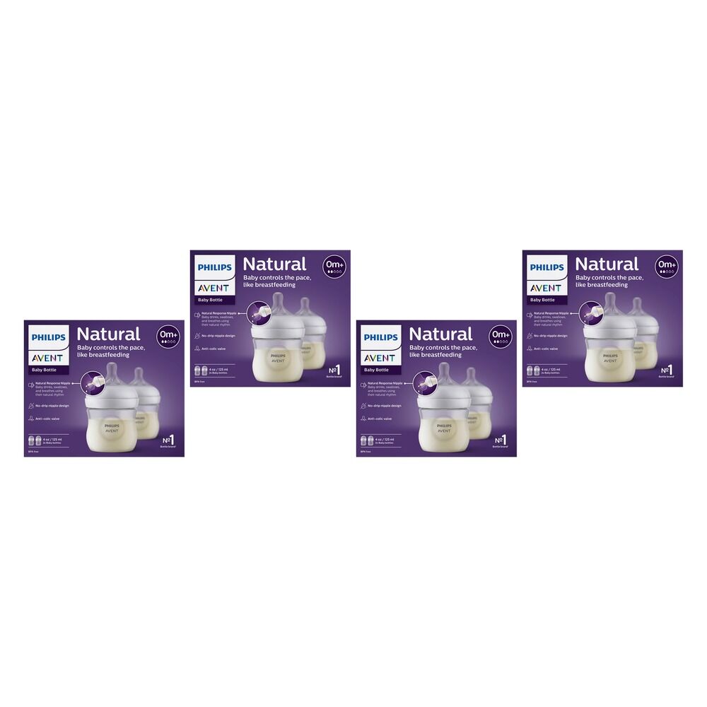 Philips Avent Natural Response 125mL Baby Bottle 2 Pack Bundle of 4