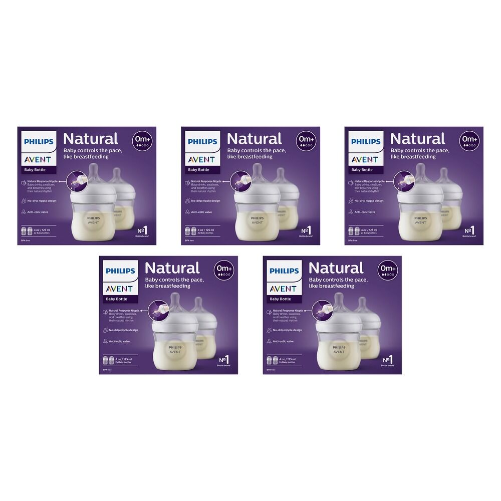 Philips Avent Natural Response 125mL Baby Bottle 2 Pack Bundle of 5